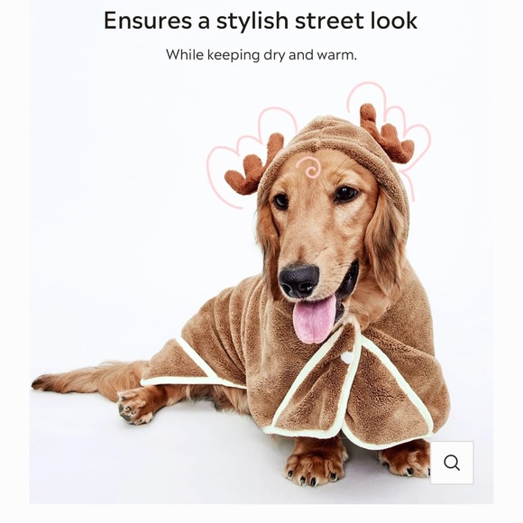 NWT in box Dog hooded robe with deer antlers Size Large - Picture 3 of 17